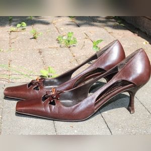 Kate spade brown square toe kitten heels